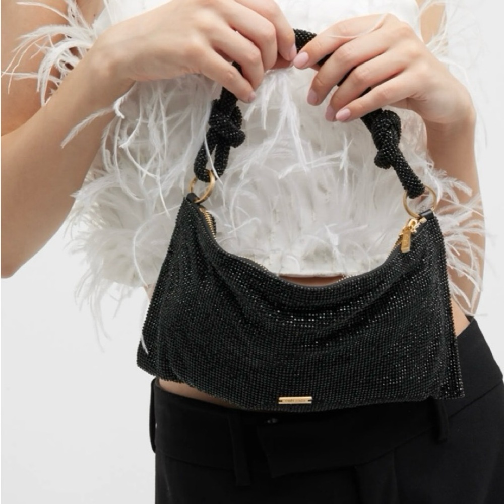 Cult Gaia Hera Nano Shoulder Bag Black Rhinestone